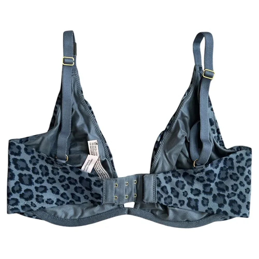 Victoria's Secret Unlined Plunge Bra Black Pearl Leopard, 32DD